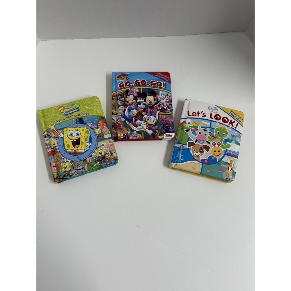 Little First Look And Find Lot Of 3 Books SpongeBob/German Mickey & Let’s Look/E